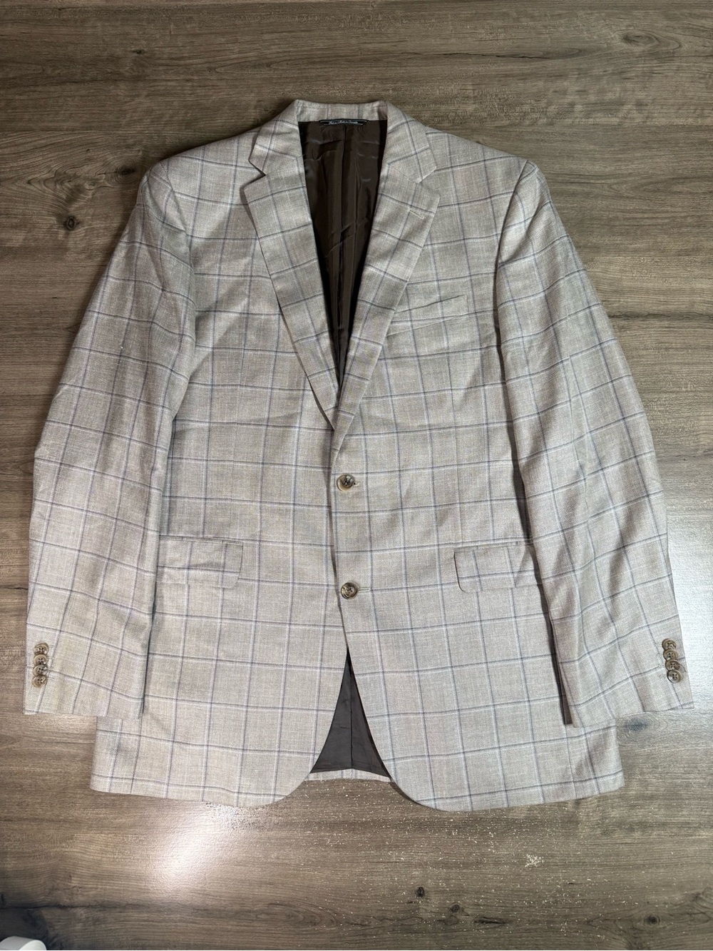 Saks Fifth Ave Loro Piana Sport Coat 42L Wool Silk Linen Windowpane Blazer Italy